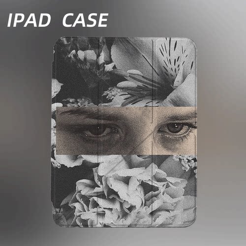原创艺术花中双眼iPad2025新款11代苹果Air7防弯Y折ipad壳三折第9代平板壳11寸Pro亚克力适用mini7带笔槽