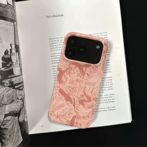 原创氛围感暖棕花簇iPhone18pro手机壳磁吸17p软壳亮面15半包壳苹果14promax全包磨砂硬壳适用三星s24S25