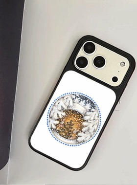 原创可爱雪林暖兔iPhone17pro手机壳磁吸16promax软壳13磨砂大孔壳苹果15pro艺术全包黑边软壳适用14p晶瓷