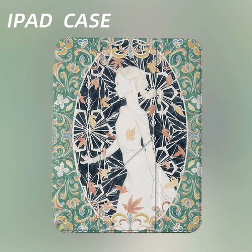 原创艺术枫舞少女iPad2025新款11代苹果Air7防弯Y折ipad壳三折第9代平板壳11寸Pro亚克力适用mini7带笔槽