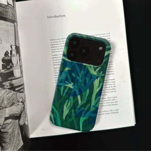 原创艺术藻间鱼影iPhone17pro手机壳磁吸16p软壳亮面14半包壳苹果15promax全包磨砂硬壳适用三星s24S25