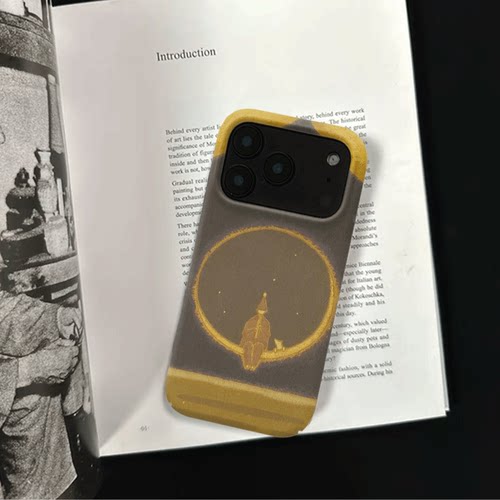 原创艺术月上闲坐iPhone17pro手机壳磁吸16p软壳亮面14半包壳苹果15promax全包磨砂硬壳适用三星s24S25