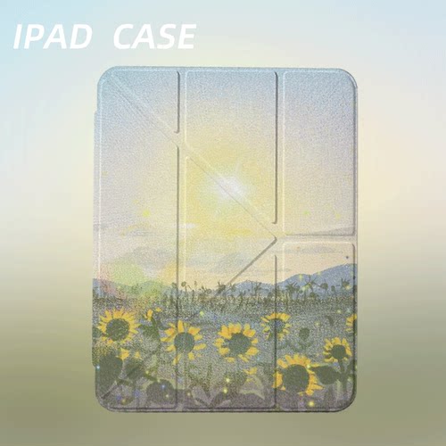 原创氛围感晴日葵田iPad2025新款11代苹果Air7防弯Y折ipad壳三折第9代平板壳11寸Pro亚克力适用mini7带笔槽