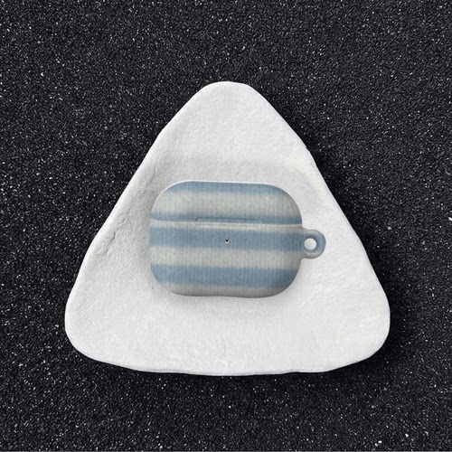 原创白蓝条纹适用于airpods4代苹果耳机保护套airpodspro3/airpods3/2耳机保护壳亮面