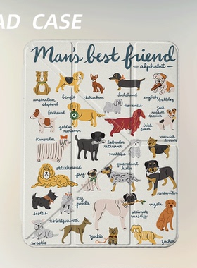 原创小众艺术可爱萌狗狗图集iPad11代2025款苹果Air7三折防弯y折保护套第九代11寸Pro亚克力适用mini7带笔槽