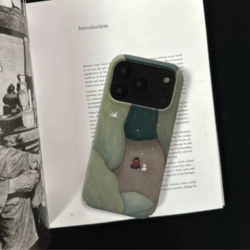 原创氛围感山谷夜读iPhone18pro手机壳磁吸17p软壳亮面15半包壳苹果14promax全包磨砂硬壳适用三星s24S25
