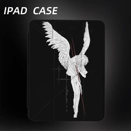 原创高级感坠翼白天使iPad2025新款11代苹果Air7防弯Y折ipad壳三折第9代平板壳11寸Pro亚克力适用mini7带笔槽