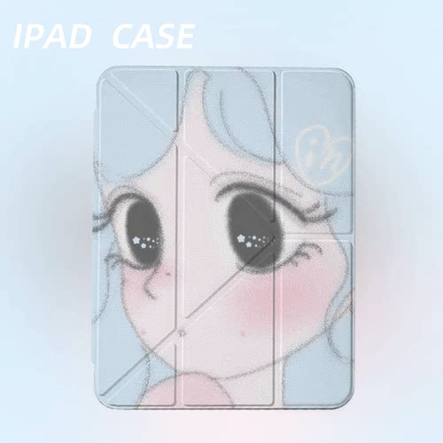 原创软萌星眼女孩iPad2025新款11代苹果Air7防弯Y折ipad壳三折第9代平板壳11寸Pro亚克力适用mini7带笔槽