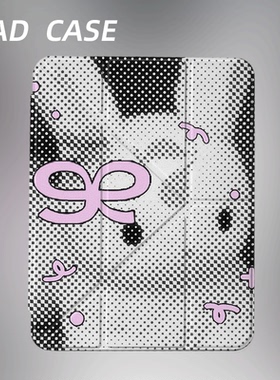 原创小众像素兔子iPad9代2025新款11代苹果Air7Y折防弯ipad壳三折第九代平板壳11寸Pro亚克力适用mini6带笔槽