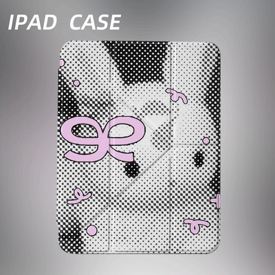 原创小众像素兔子iPad9代2025新款11代苹果Air7Y折防弯ipad壳三折第九代平板壳11寸Pro亚克力适用mini6带笔槽