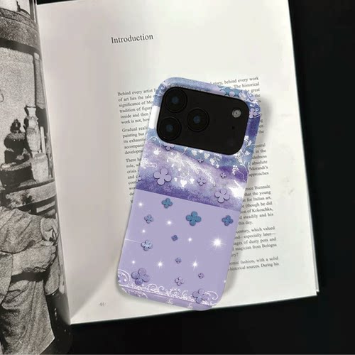 原创氛围感紫星花簇iPhone18pro手机壳磁吸17p软壳亮面15半包壳苹果14promax全包磨砂硬壳适用三星s24S25