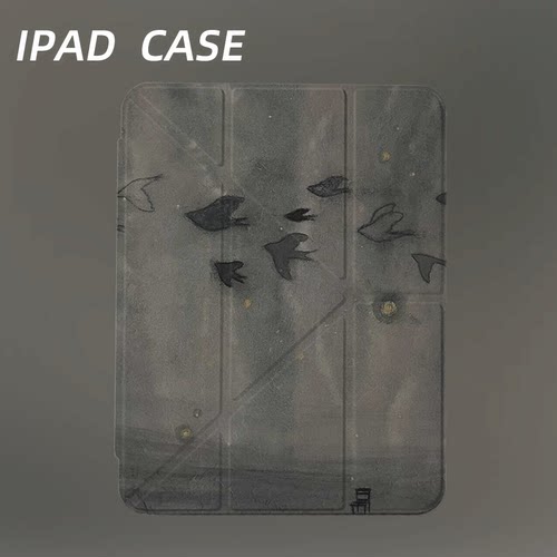 原创氛围感灰空燕群iPad2025新款11代苹果Air7防弯Y折ipad壳三折第9代平板壳11寸Pro亚克力适用mini7带笔槽