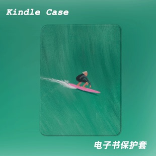 小众冲浪油画适用kindle7代电子书保护套kpw123软壳958防摔带休眠