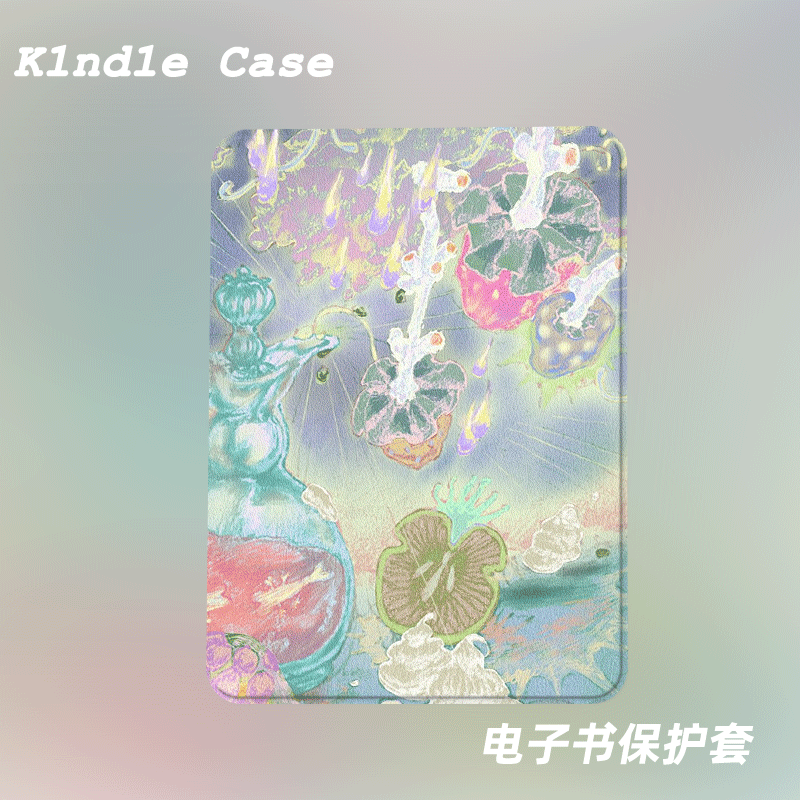 艺术迷幻插画适用kindle7代电子书保护套kpw123软壳958防摔带休眠