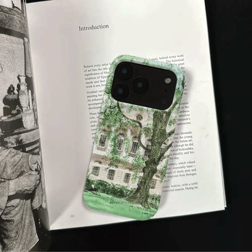 原创复古古宅古树iPhone17pro手机壳磁吸16p软壳亮面14半包壳苹果15promax全包磨砂硬壳适用三星s24S25