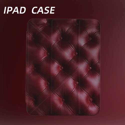 原创中古风酒红菱扣iPad2025新款11代苹果Air7防弯Y折ipad壳三折第9代平板壳11寸Pro亚克力适用mini7带笔槽
