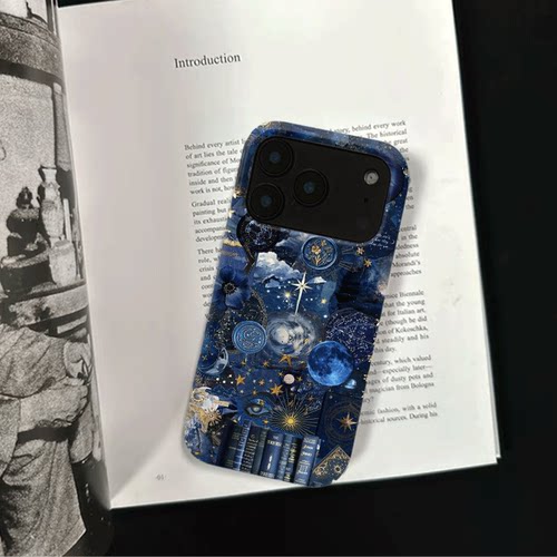 原创艺术蓝夜星图iPhone17pro手机壳磁吸16p软壳亮面14半包壳苹果15promax全包磨砂硬壳适用三星s24S25