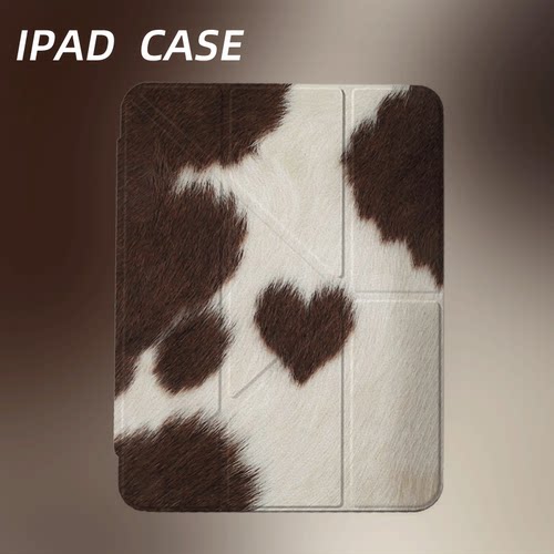 原创可爱爱心奶纹iPad2025新款11代苹果Air7防弯Y折ipad壳三折第9代平板壳11寸Pro亚克力适用mini7带笔槽