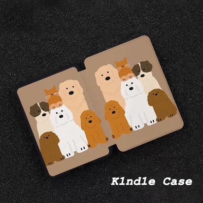 原创猫狗扎堆适用kindle7代电子书保护套kpw123软壳958防摔带休眠