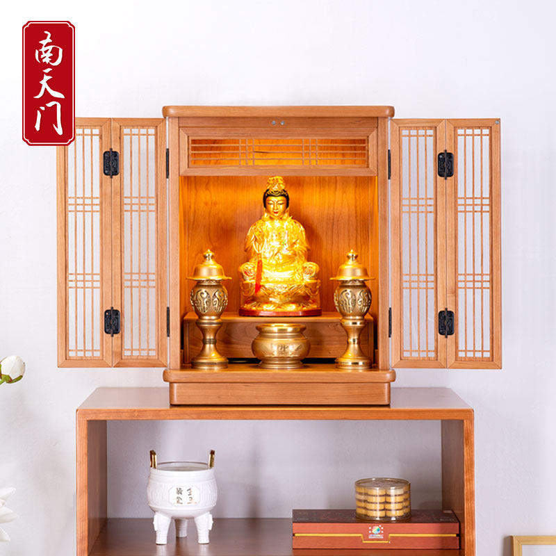 北美红樱桃实木带门佛柜