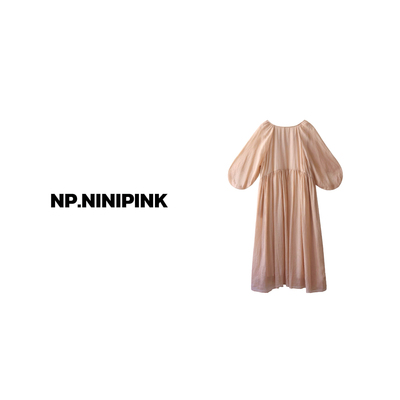 Ninipink自制苎麻灯笼袖连衣裙