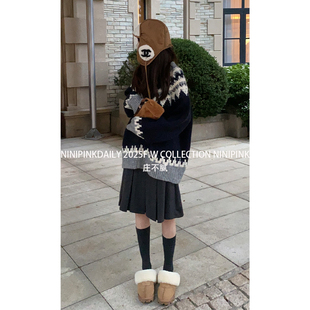 Ninipink庄不腻自制 韩系高腰百褶短裙女简约A字半身裙 匿名信