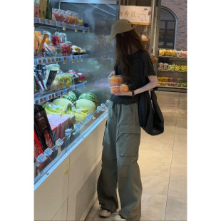 Ninipink庄不腻自制【立夏】百搭水洗工装裤运动休闲抽绳遛弯裤女