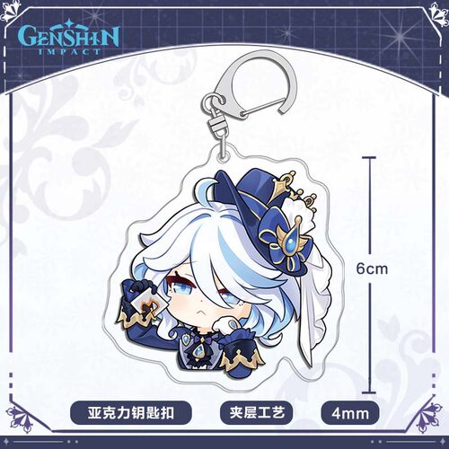 水神芙卡洛斯钥匙扣二次元游戏周边原神芙宁娜表情包呆萌可爱挂件