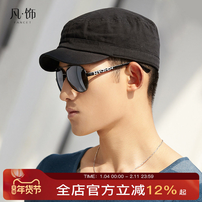 Fancet凡饰帽子男款夏季遮阳帽大头围休闲平顶帽纯棉短檐鸭舌帽冬
