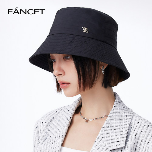FANCET褶皱渔夫帽女夏季防晒防紫外线时尚百搭出游盆帽可折叠帽子