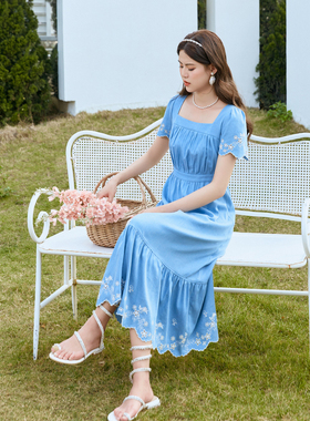 固执夏季新款学院风短袖荷叶摆中长款连衣裙32252LQ08062