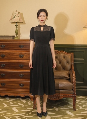 固执夏季新款中式短袖中长款连衣裙00022LQ07203