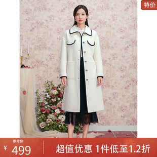 固執(zhí)秋冬新款 娃娃領(lǐng)綁帶雙面毛呢大衣外套女12323MT07720