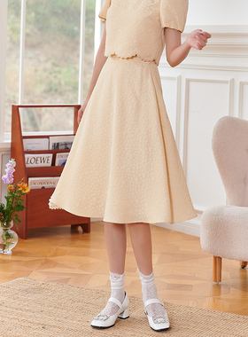 固执夏款女年新款欧式提花中长半身裙50832BQ08068