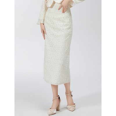 【特价】固执春季法式气质蕾丝中长半身裙80141BQ08855