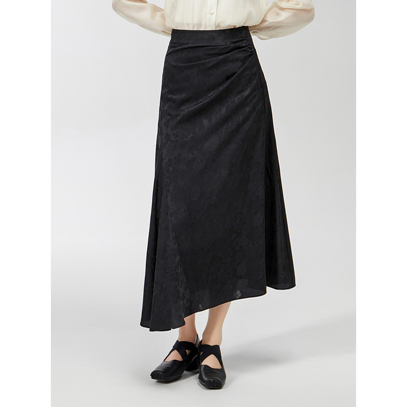 【特价】固执春季法式气质鱼尾提花不规则中长半身裙00041BQ08840