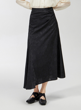 【特价】固执春季法式气质鱼尾提花不规则中长半身裙00041BQ08840