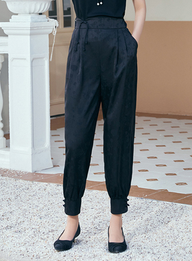 固执夏季新款中国风提花休闲哈伦裤束脚九分裤女00032KZ08199