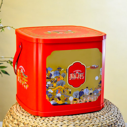 年货礼品包装盒春节龙年礼品盒熟食通用高档手提铁盒空盒现货批发