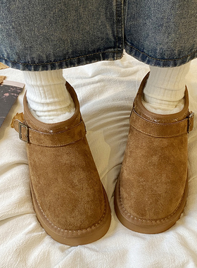 娇彤棕色雪地靴女冬季加绒加厚保暖平底防滑勃肯桑坡短筒百搭棉鞋