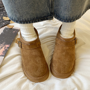 娇彤白色雪地靴女冬季加绒加厚保暖平底防滑勃肯桑坡短筒百搭棉鞋