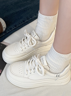 娇彤 厚底小白鞋女2026新款百搭松糕圆头休闲板鞋增高运动鞋潮鞋