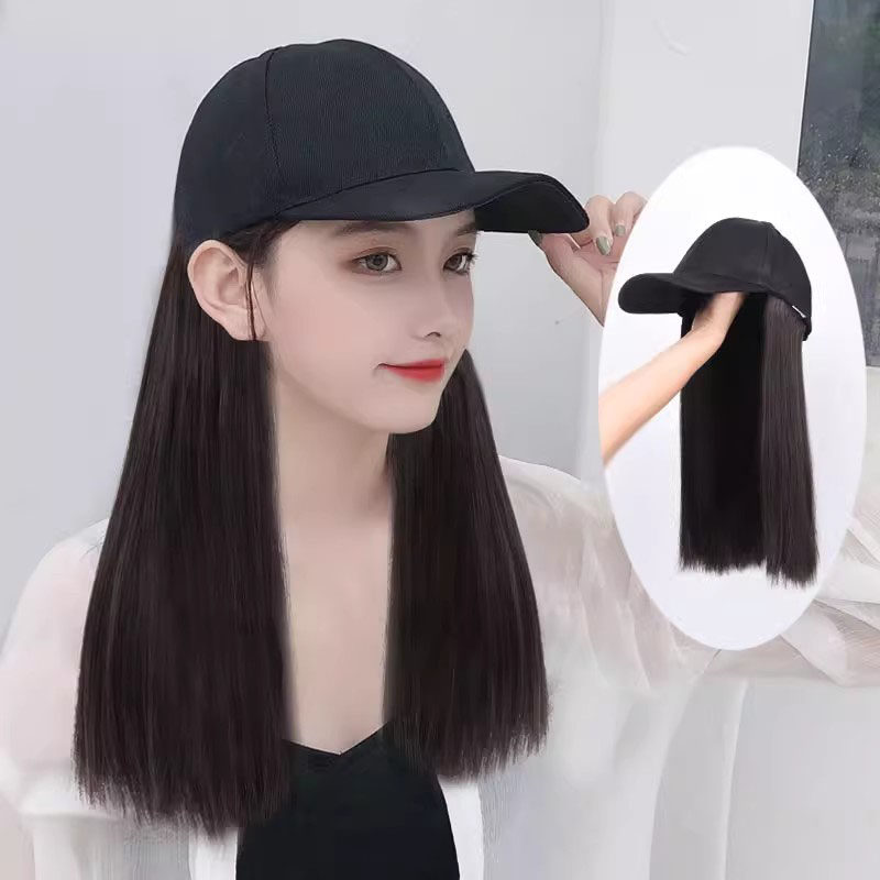 假发帽子一体带头发女短发长直发防晒夏天逼真网红自然直发头套图片