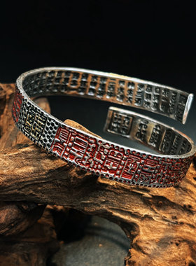 藏银雨渐耳手镯小众民族风设计