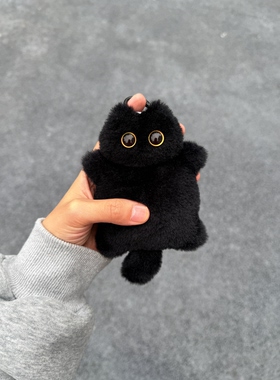 猫不疑原创设计可爱猫饼黑猫毛绒挂件钥匙扣包包挂饰创意礼品
