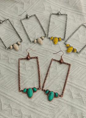 21复古民族风松石耳环耳饰女