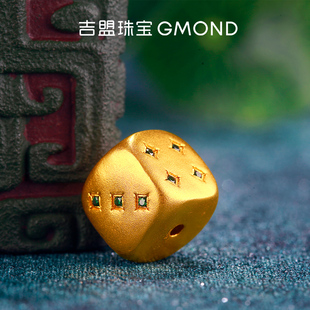 吉盟珠宝古法黄金骰子999足金隔珠吉祥天母手串项链diy文玩配件