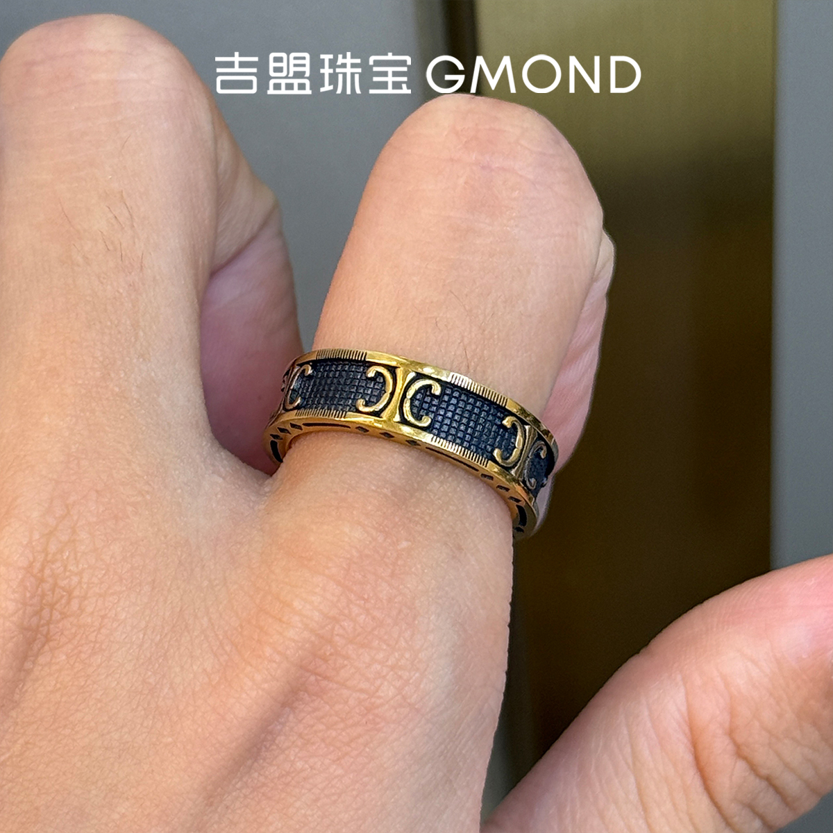 999足金电黑克罗心古法黄金戒指