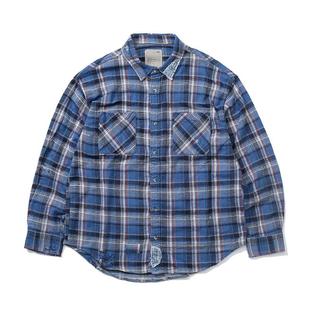 现货 MADNESS余文乐同款日系格子长袖衬衫男港风宽松休闲衬衣外套