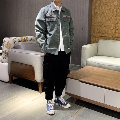 mdns多口袋纯色外套余文乐同款